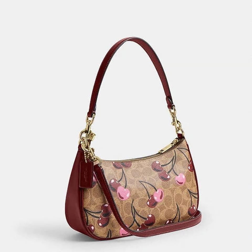 WT Coach Teri Shoulder Bag in Signature Canvas with Cherry Print Ta