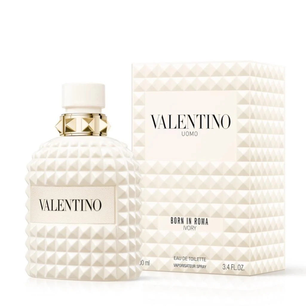 Valentino Uomo Born In Roma Ivory Eau de Toilette Spray for Men, 3.4 oz (100 ml)