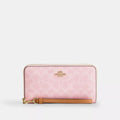 Long Zip Around Wallet In Signature Canvas CW778 Powder Pink