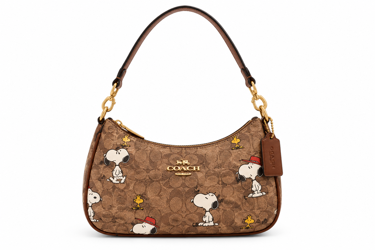 Coach X Peanuts Teri Shoulder Bag in Signature Canvas with Snoopy Print